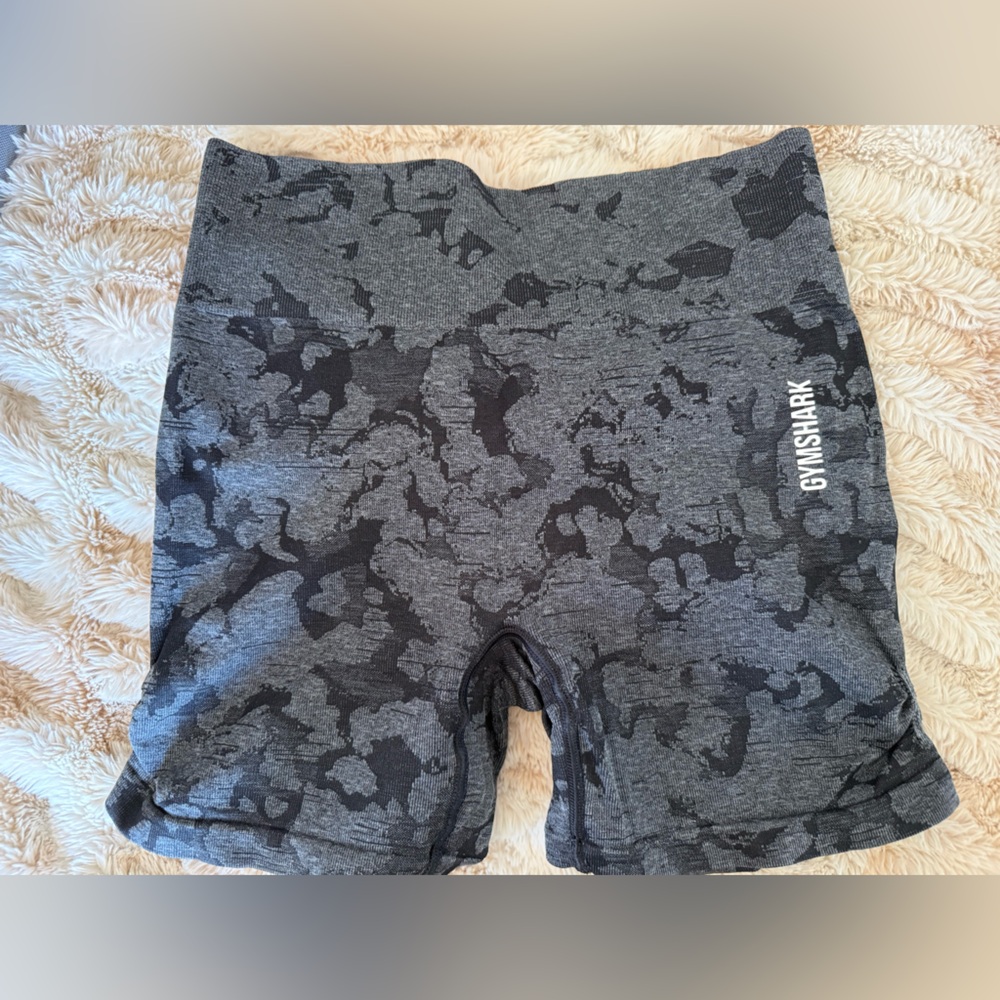 Gymshark Athletic Black and Gray Camouflage Shorts